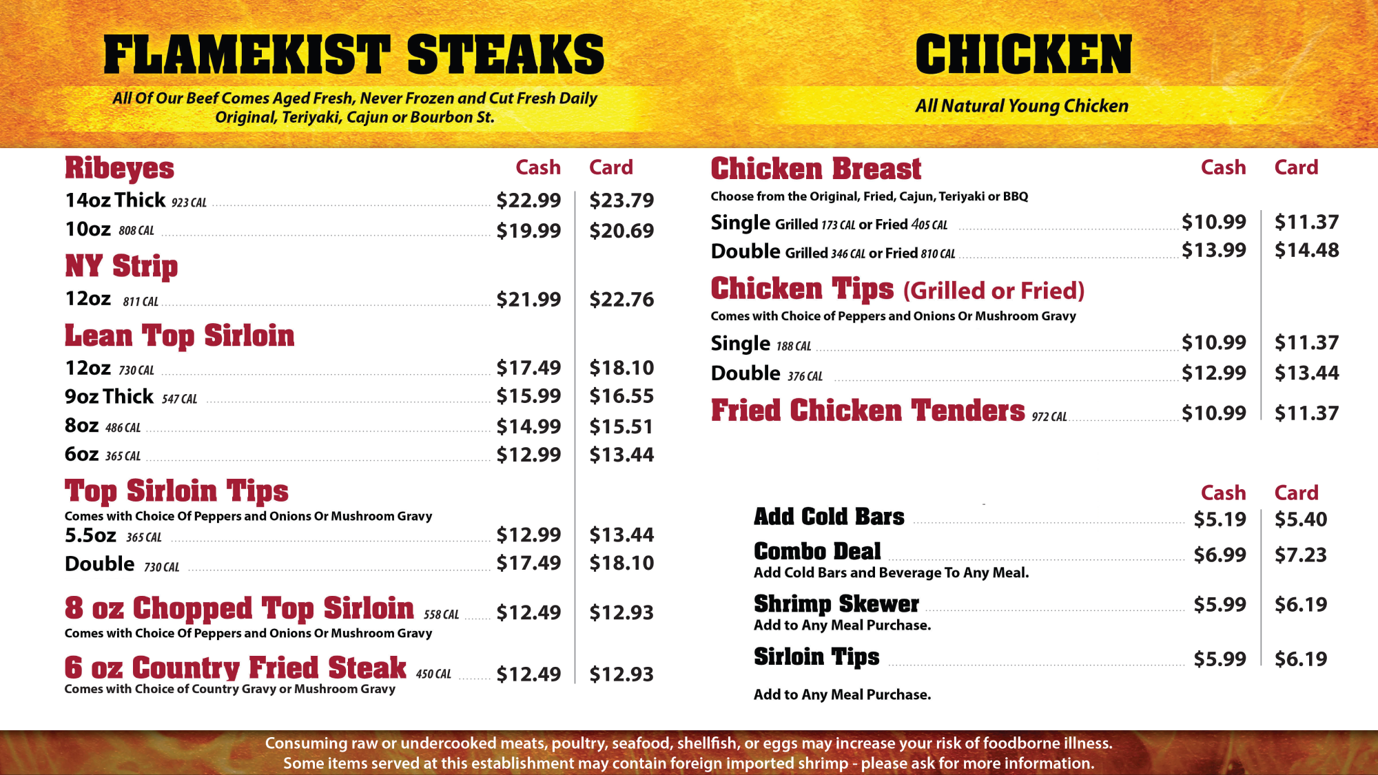 Flamekist Steaks Chicken